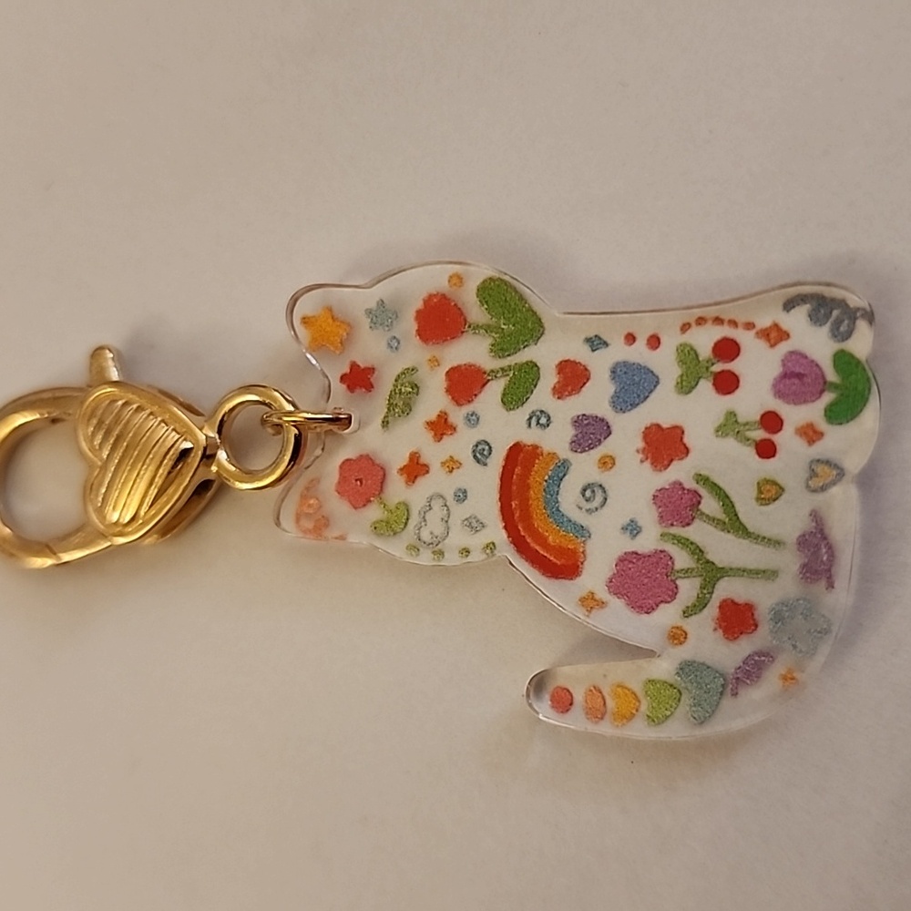 CAT  ZIPPER Pull purse charm Or Charm bracelet Lobster claw clip closure GOLD